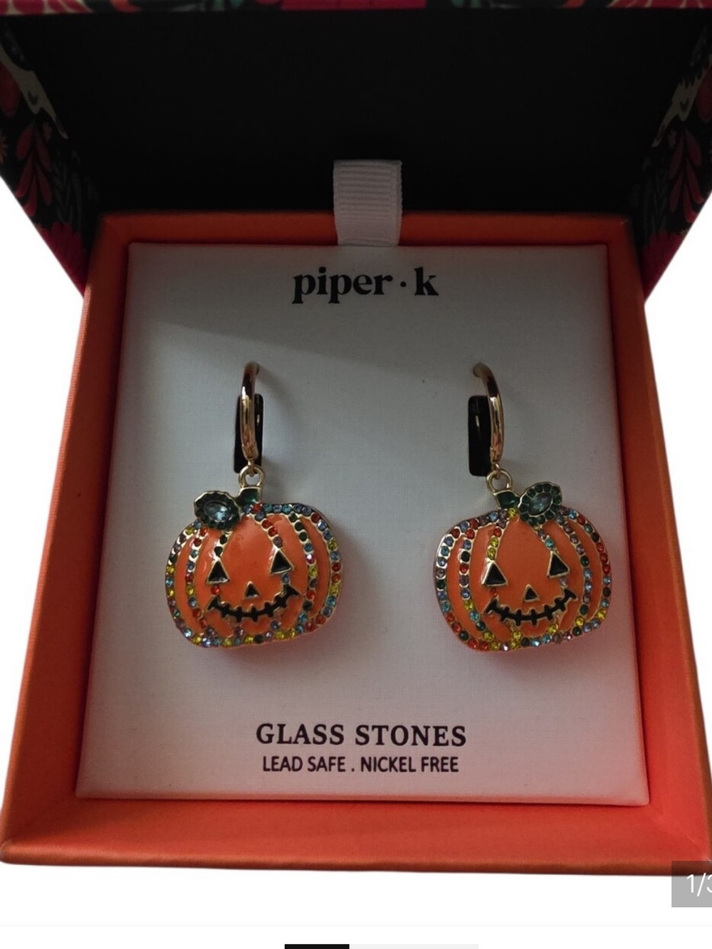 Piper Orange Jack-O'-Lantern Pumpkin Drop Earrings